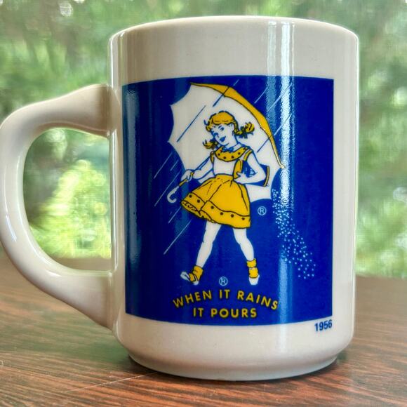 Vintage Morton Salt Mug Set of 4  When It Rains It Pours Advertising Collectible - Picture 4 of 14